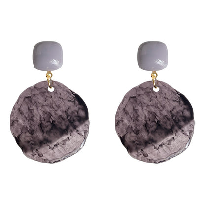 A廠【5772】文藝復古設計感紫色不規則暈染壓克力高級感耳飾漸變色耳環女 25.03-4