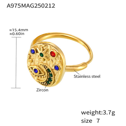 B廠【A975】跨國熱賣5A鋯石戒指女輕奢個性星月時尚尾戒惡魔之眼手飾品 25.02-3