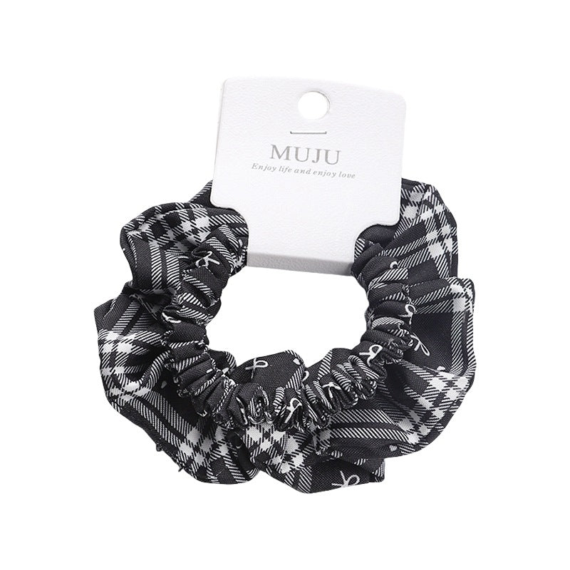 D廠【B492】時尚格紋大腸圈髮繩2條卡裝高級感布藝頭繩髮飾寬皮筋高馬尾髮圈
 25.11-1「D廠-單筆結帳需滿，NT$600出貨(不含運費)」