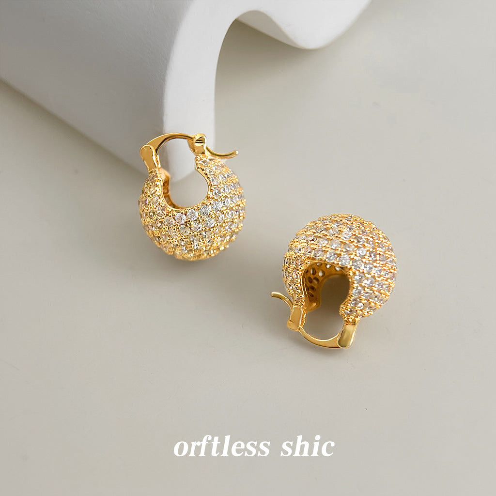 C廠【7059】厚鍍真金滿鋯石時尚通勤老錢風幾何圓豆豆新飾品
 25.11-2