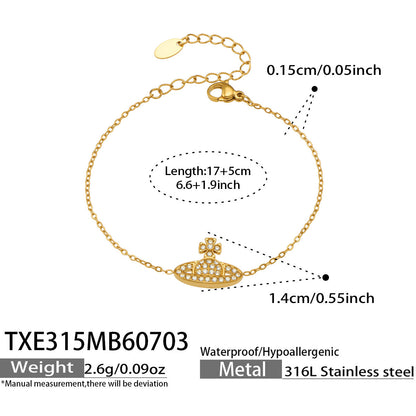 B廠【TXP315】歐美新款時尚流行鈦鋼鑲滿鋯石星球吊墜手鍊耳環戒指項鍊首飾組合 26.07-2