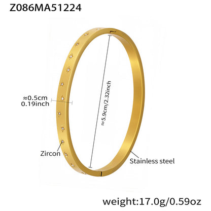 B廠【Z086】不鏽鋼5A鋯石幾何形手鐲鍍18k真金多手環組合 跨國時尚百搭首飾
 26.01-1