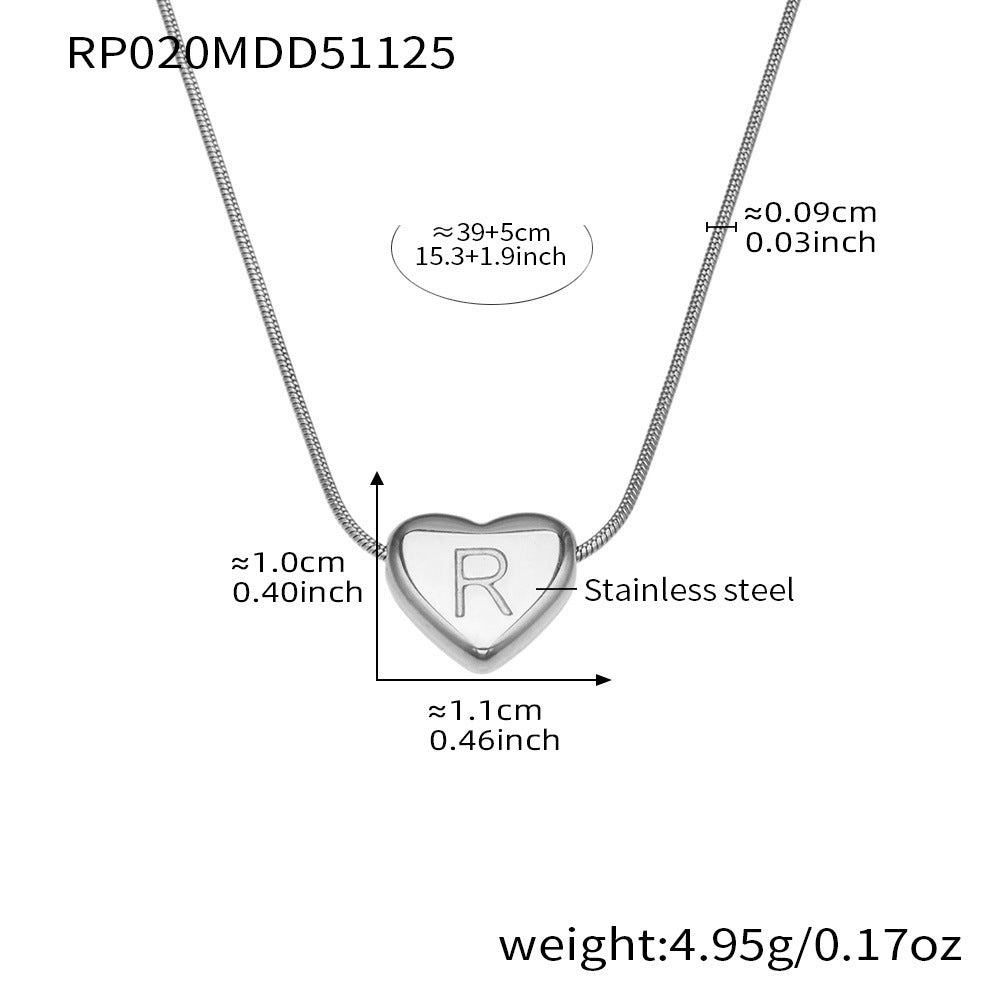 B廠【RP020】不銹鋼26字母愛心吊墜鎖骨項鍊歐美熱銷款時尚輕奢飾品鍍18k真金
 25.12-1