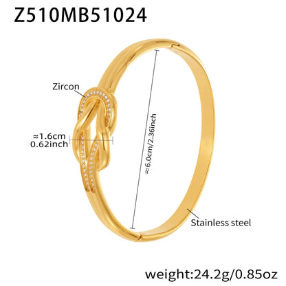 B廠【Z509】不鏽鋼滿鑽鋯石雙環卡扣手鐲歐美時尚簡約個性設計氣質手飾
 25.10-5