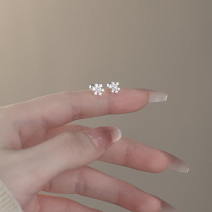 D廠【YC4369E】S999足銀雪花彎鉤螺絲耳環多款式甜美氣質百搭小眾耳飾 25.01-4