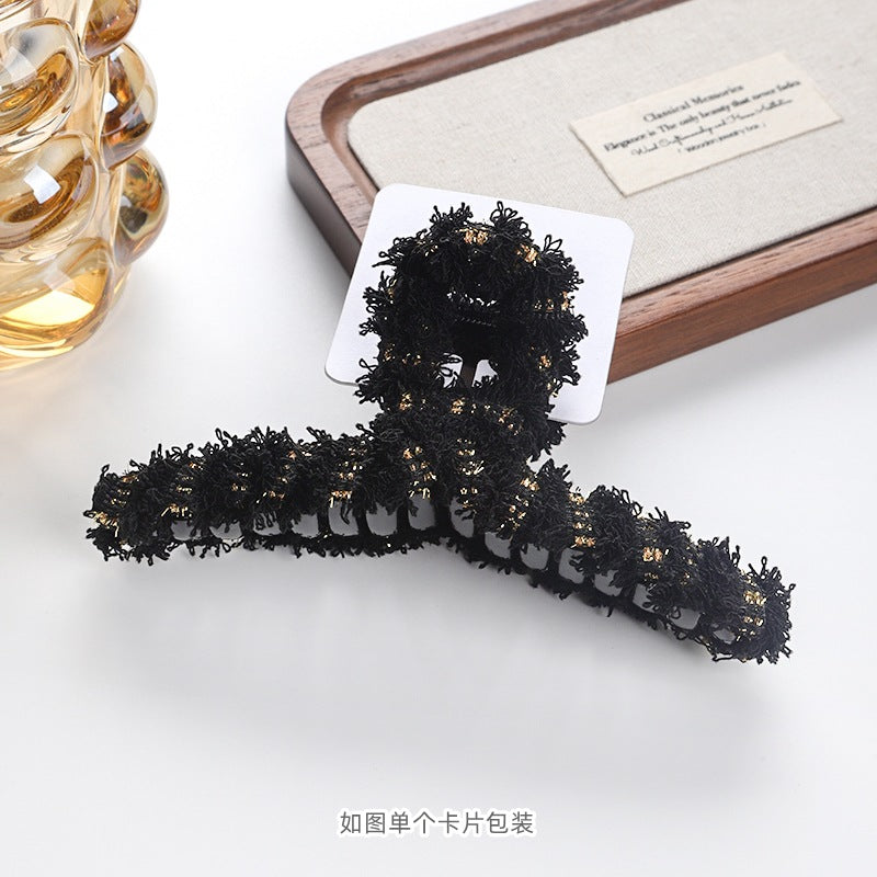 D廠【D341】小香風布藝抓夾卡裝高級感髮卡大號後腦勺鯊魚夾商超髮飾髮夾
 25.11-1「D廠-單筆結帳需滿，NT$600出貨(不含運費)」