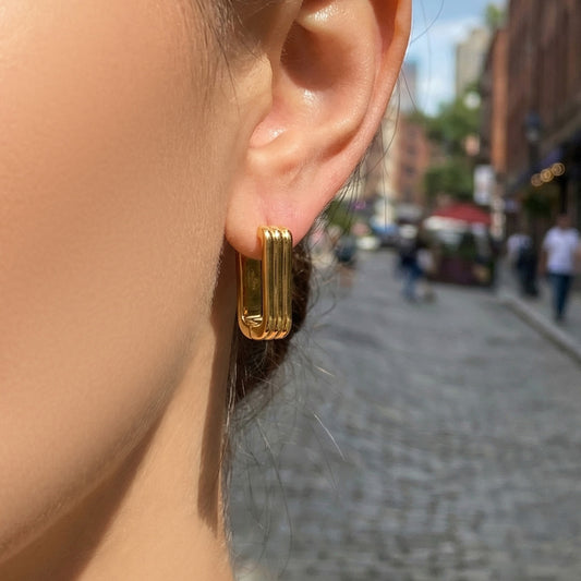 B廠【F1329】跨國新款優雅時尚耳環歐美輕奢百搭幾何設計耳環不鏽鋼鍍18k真金
 26.03-3