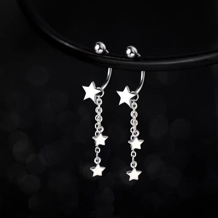 E廠【XDQ11645E】小眾設計925純銀星星流蘇耳環女後掛五角星流蘇ins耳環耳飾
 26.03-2