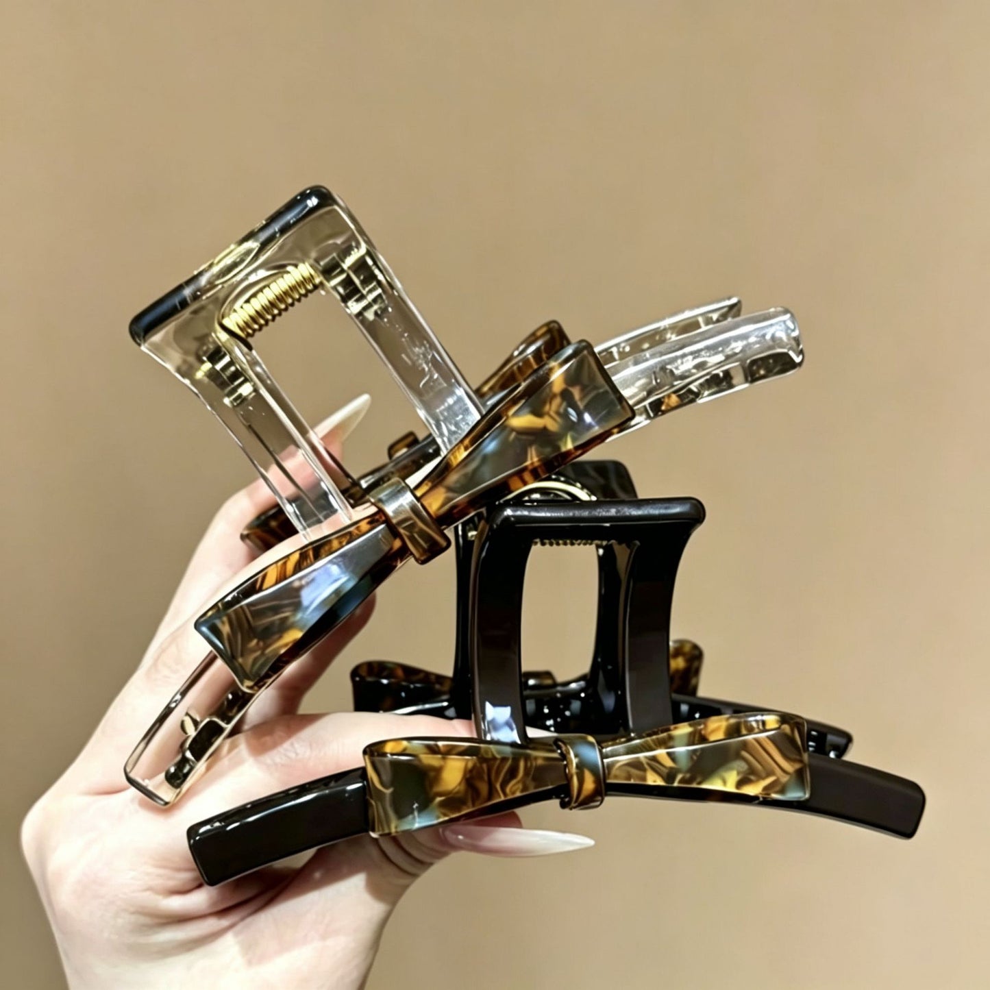 C廠【X446】藍棕醋酸蝴蝶結抓夾女2026新款高級感鯊魚夾大號髮量大盤髮夾髮飾
 26.06-2