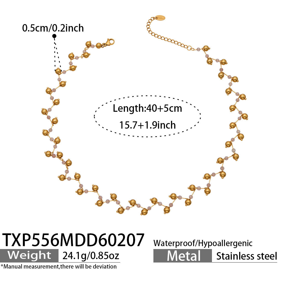 B廠【TXP556】歐美ins小眾時尚設計天然切割水晶石手工項鍊手鍊套裝不鏽鋼飾品
 26.03-2