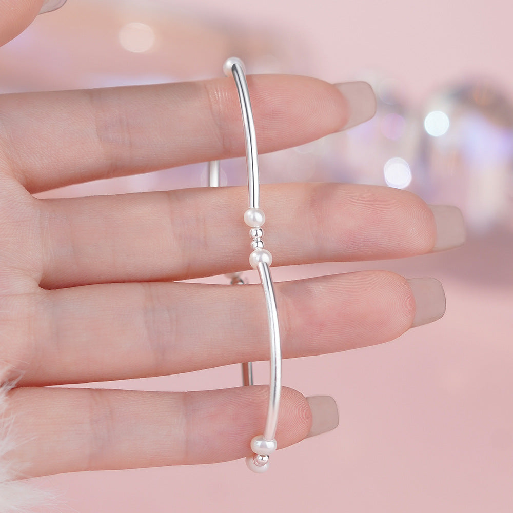 D廠【YC4711SL】足銀S999簡約圓珠珠珍珠手鍊女秋冬新款法式復古優雅溫柔手飾
 25.11-4