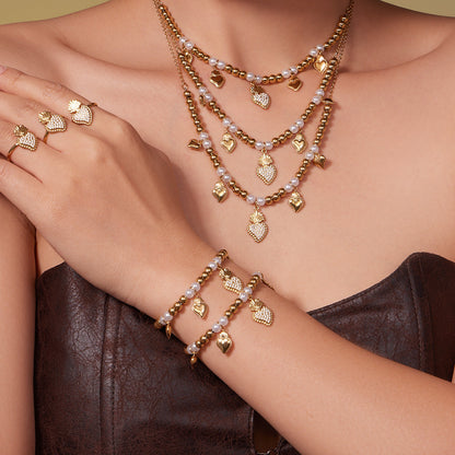 B廠【TXP490】5A鋯石愛心皇冠吊墜項鍊耳環手鍊戒指組不銹鋼鍍18k真金
 25.11-4