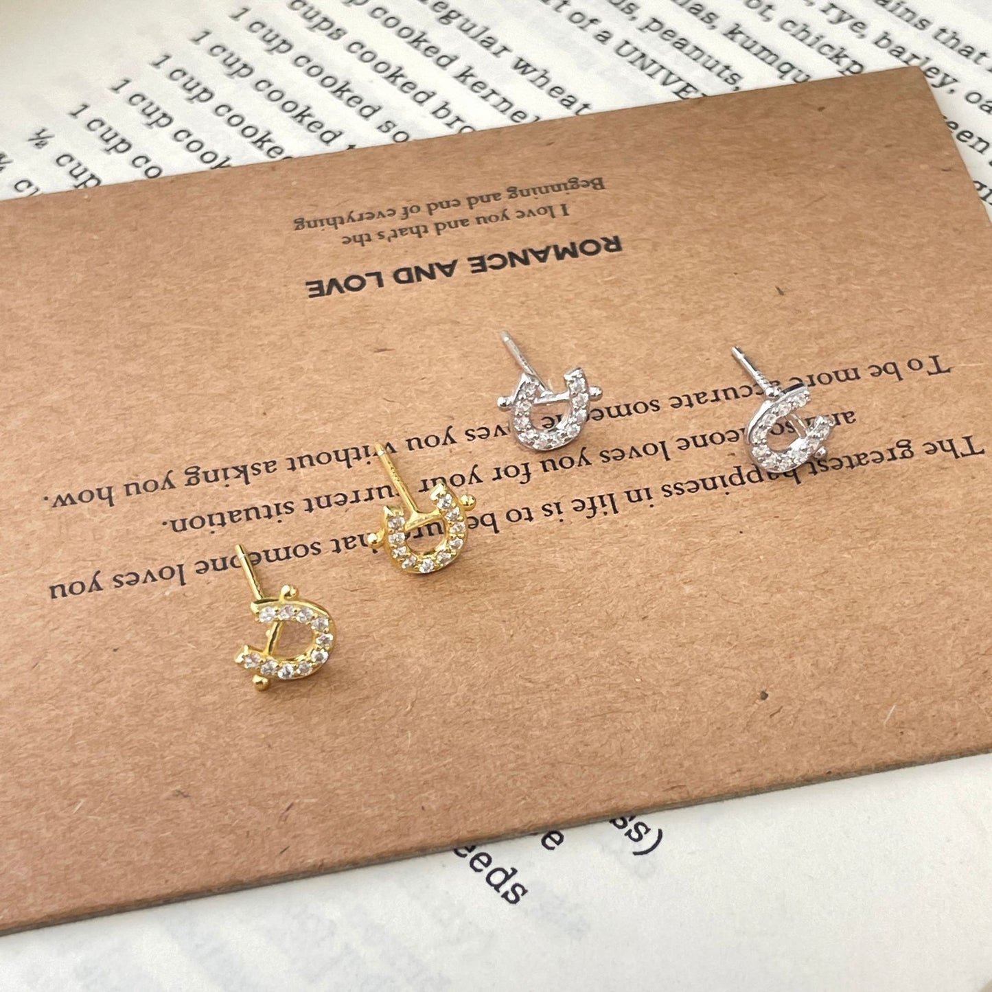 E廠【XDQ10201E】S999純銀小眾設計U型馬蹄耳環女時尚簡約鑲鋯石日常百搭耳飾
 26.03-2