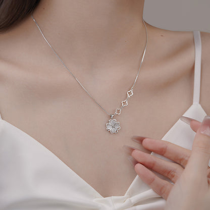 D廠【YC1911N】S999足銀輕奢四葉草項鍊女高級精緻百搭設計幸運草鎖骨鏈 25.03-2