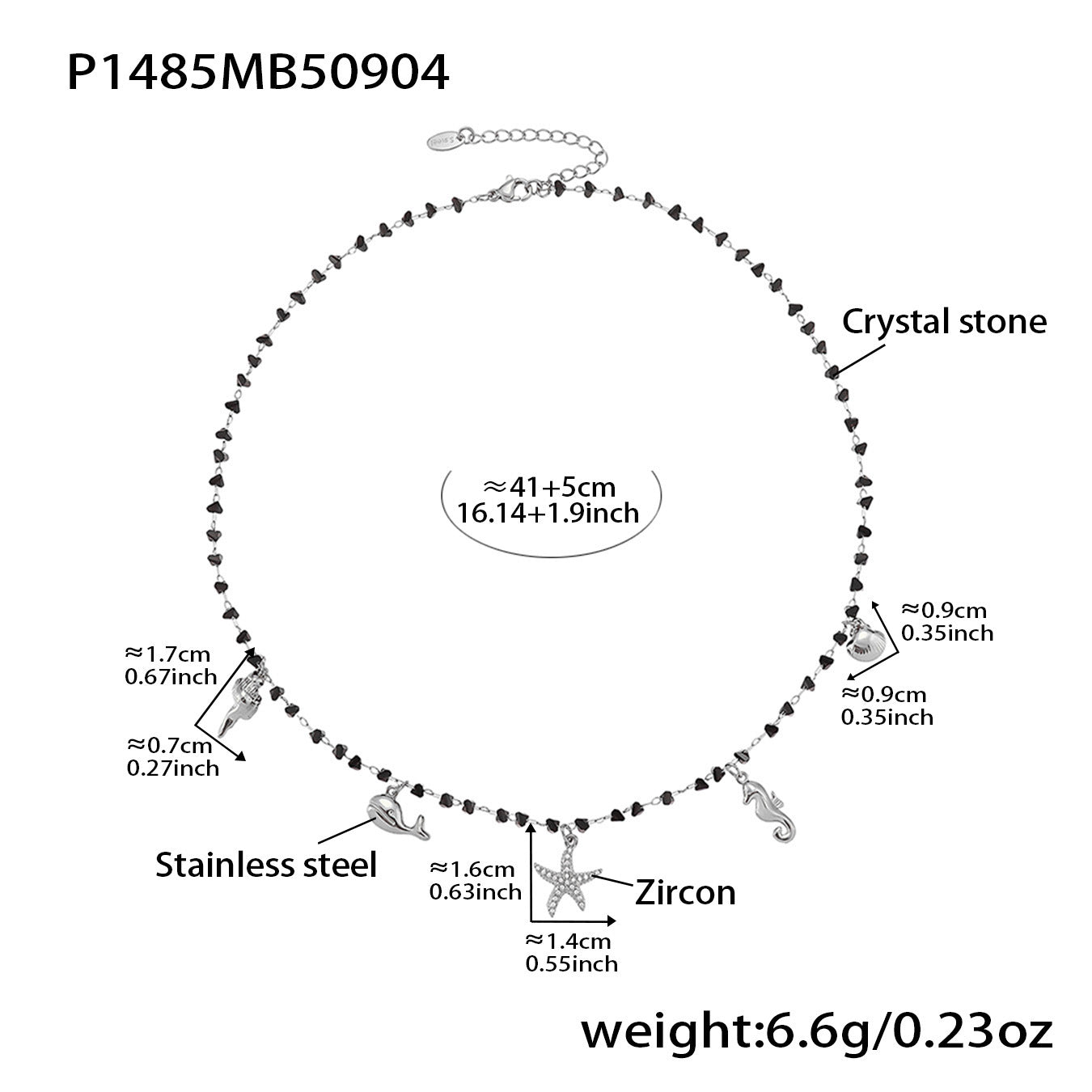 B廠【P1485】歐美飾品不鏽鋼海洋風海星滿鑽DIY吊墜天然水晶碎石項鍊女
 25.09-2