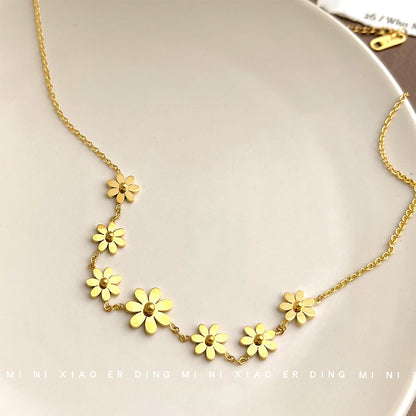 A廠【5655】把花花戴在脖子上~不鏽鋼鍍18k可水洗太陽花項鍊女輕奢高級感頸鍊 25.03-1
