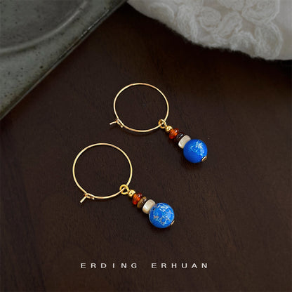 A廠【7048】文藝復古民族風帝皇石手工藝設計感新款圓形耳環飾品
 25.12-1