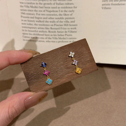 F廠【DQ10437E】復古多巴胺四葉草耳環女S925純銀法式高級感仿藍松石氣質耳飾
 25.09-1