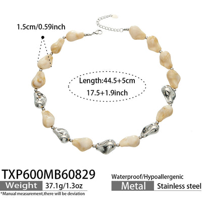 B廠【TXP600】跨境飾品不規則樹脂不銹鋼手鍊小眾撞色ins風輕奢女手鍊項鍊套裝
 26.09-1