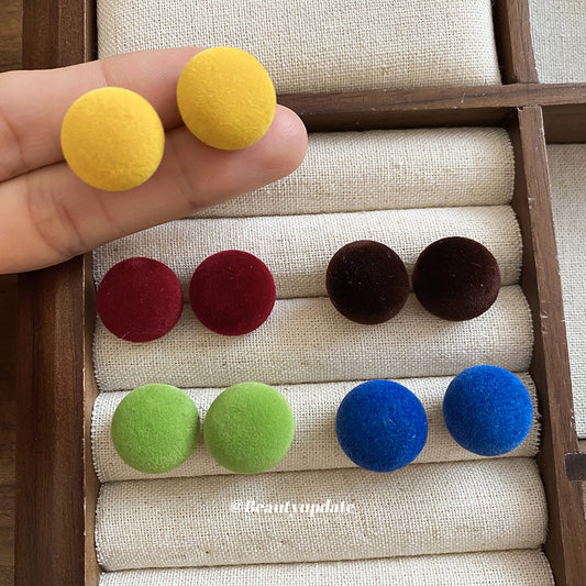 A廠【HE29226】925銀針布藝植絨圓形耳環簡約小眾氣質耳環輕奢高級感百搭耳環
 25.11-1