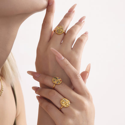 B廠【A975】跨國熱賣5A鋯石戒指女輕奢個性星月時尚尾戒惡魔之眼手飾品 25.02-3