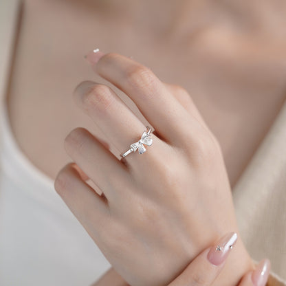 D廠【YC4374R】S925純銀蝴蝶結戒指搭配甜美多款式精緻韓風可愛公主手飾 25.03-3