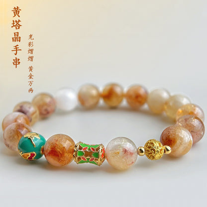 A廠【S237】全新中式天然石黃塔晶水晶手鍊原創設計師2025年全新手飾琺瑯手串女 25.03-4