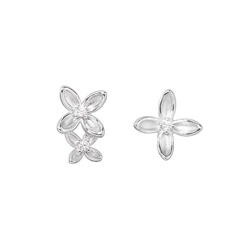 E廠【DQ10457E】S925純銀小眾設計不對稱桂花耳環女古法工藝小花百搭耳飾
 25.10-3