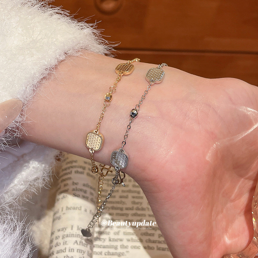 A廠【HB4809】歐美跨境亮面方形素銀手鍊時尚簡約百搭氣質手環小眾設計感手飾女
 25.10-5