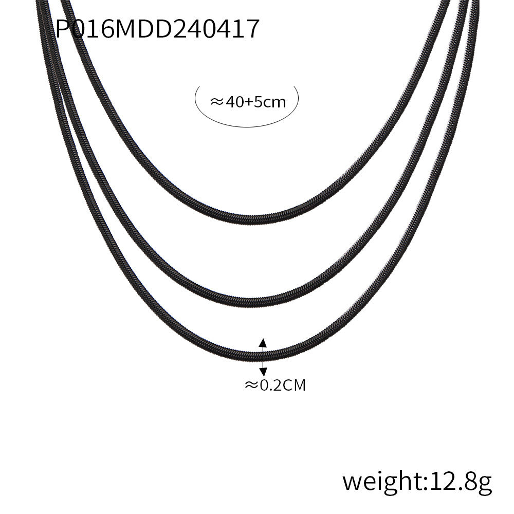 B廠【P016-E018】韓版跨國新品個性簡約飾品時尚冷淡風三色麻花辮鈦鋼項鍊手鍊套裝 24.04-4