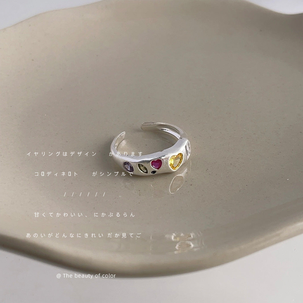 A廠【2486】微鑲鋯石鍍銀做舊感開口可調整復古簡約戒指食指戒個性潮ins指環
 25.11-4