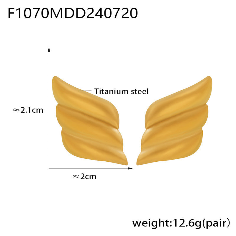 B廠【F1568】歐美跨境熱銷翅膀造型耳環幾何方形鈦鋼鍍18k金輕奢時尚潮流耳飾 24.07-4