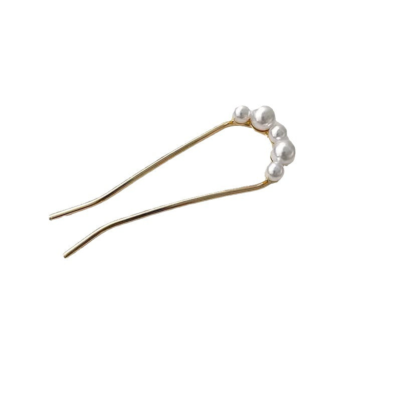 C廠【A1】u型珍珠髮簪簡約現代懶人丸子頭盤髮神器日常簪子高級髮釵頭飾女
 25.12-4「C廠-單筆結帳需滿，NT$500出貨(不含運費)」