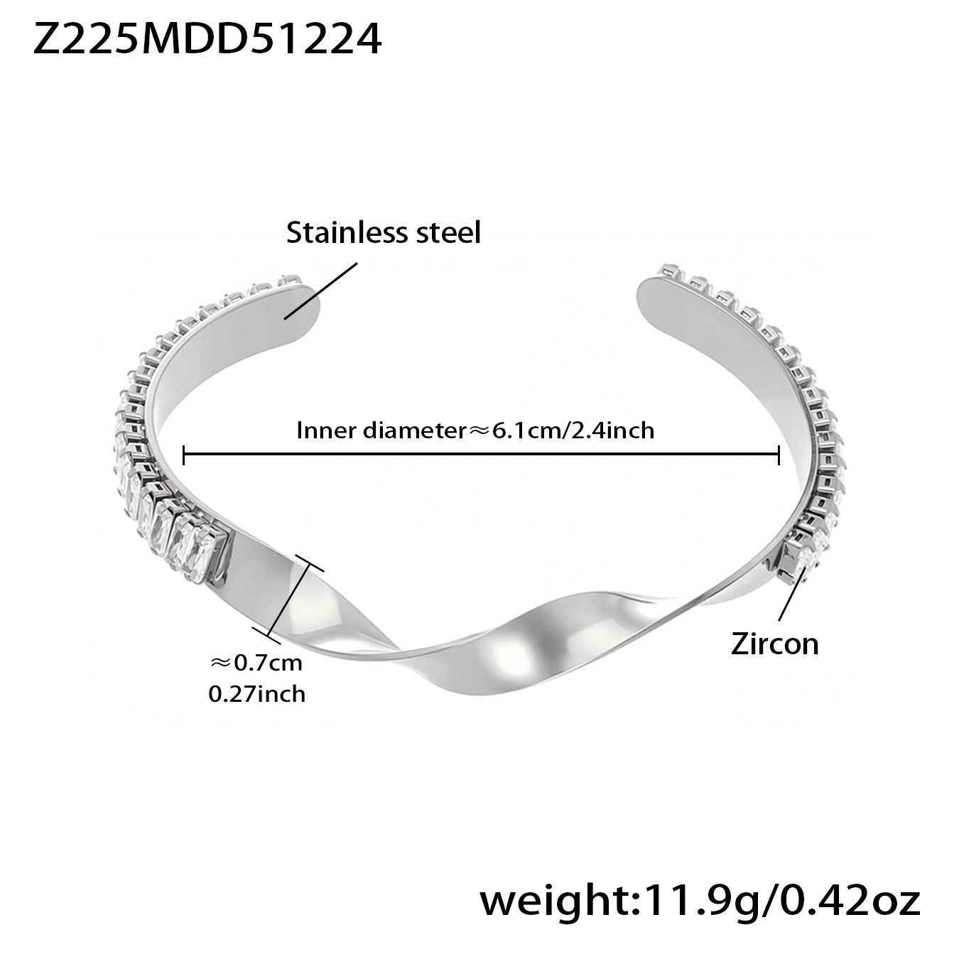 B廠【Z099】不鏽鋼超閃5A鋯石滿鑽卡扣手鐲組合歐美風輕奢時尚手飾鍍18k真金
 26.01-1
