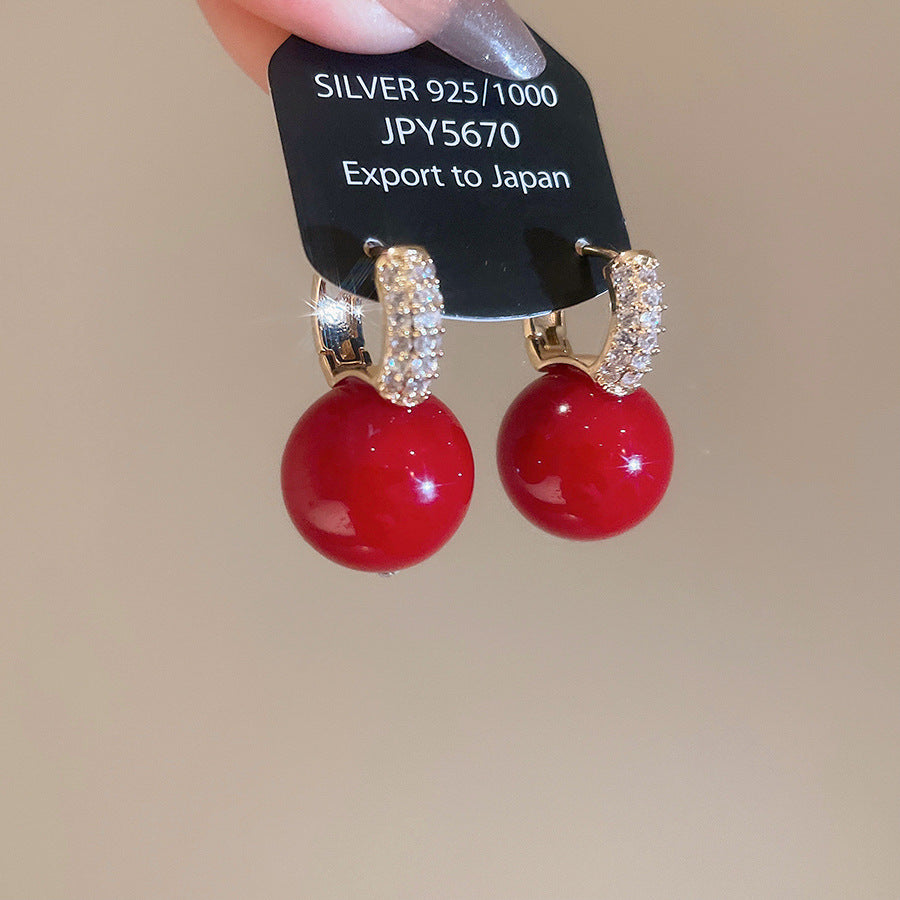 A廠【HE29223】新款鋯石圓形吊墜珍珠耳環輕奢高級感耳環日常通勤簡約耳環耳環飾女
 25.11-1