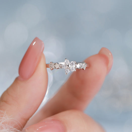 D廠【YC3441R】足銀S999星星情侶對戒氣質溫柔輕奢小眾甜美情人節送女友手飾
 26.02-1