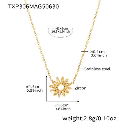 B廠【TXP306】超閃5A鋯石小鑽太陽花手鍊項鍊戒指組不銹鋼材質18k鍍金 25.07-2