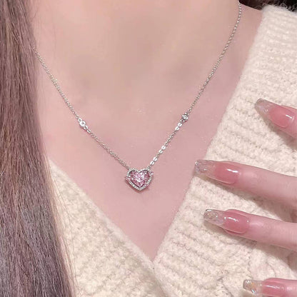 E廠【XDQ0026N】S999純銀甜美守護之心愛項鍊女高級感妲己女僕咖啡款鎖骨鏈
 25.11-1