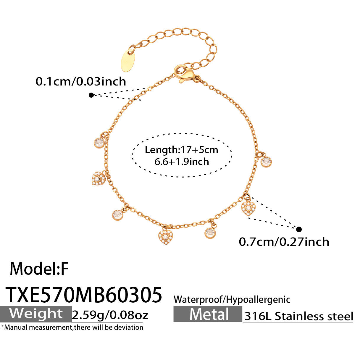 B廠【TXP570】歐美時尚新款小號8字花滿鑽5A鋯石設計DIY多配件項鍊手鍊組合套
 26.03-2