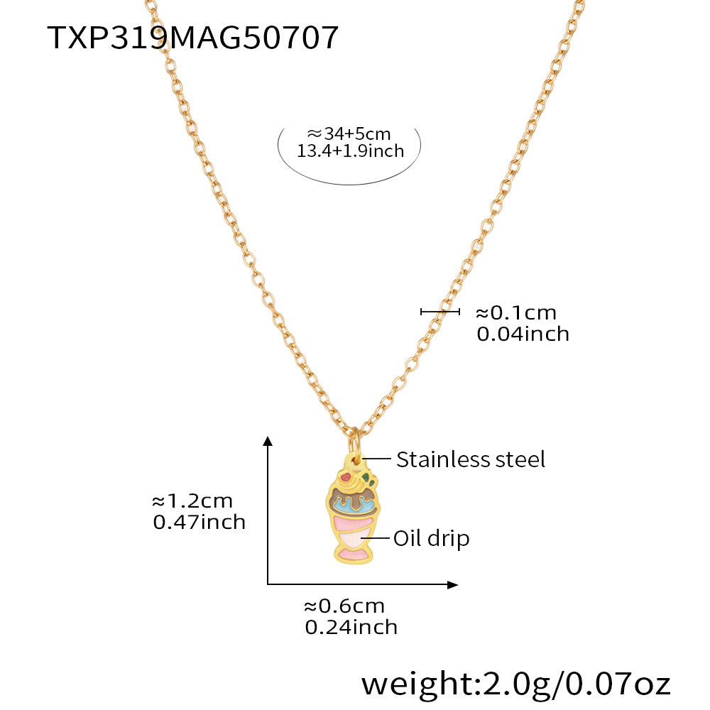 B廠【TXP319】不鏽鋼飾品彩色雪糕小可愛項鍊手鍊耳環戒指組18k金 25.07-3