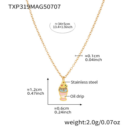 B廠【TXP319】不鏽鋼飾品彩色雪糕小可愛項鍊手鍊耳環戒指組18k金 25.07-3