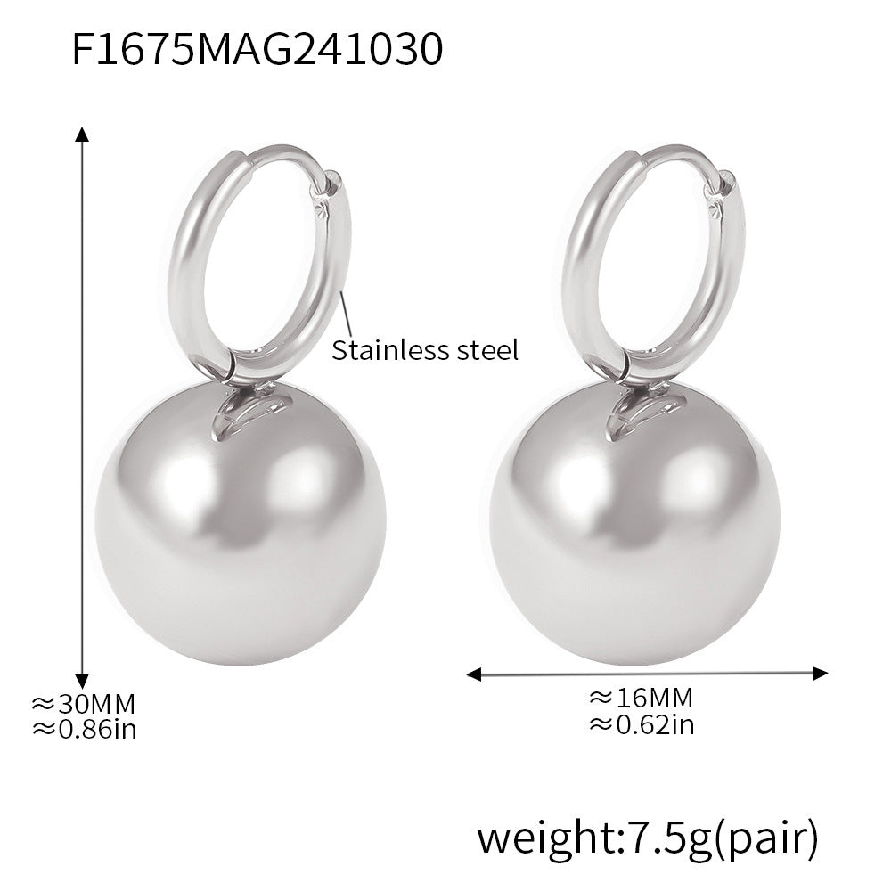 B廠【F1675】 油畫糖果色空心鋼珠耳環不鏽鋼PVD電鍍氣質時尚感耳扣耳飾 24.11-2