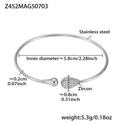 B廠【Z446】不鏽鋼5A鋯石滿鑽八芒星大小雙愛心開口手鐲組合歐美飾品女 25.07-2