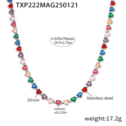 B廠【TXP222】歐美飾品時尚新款愛心型5A鋯石鎖骨鏈項鍊小眾女式首飾套裝 25.02-2