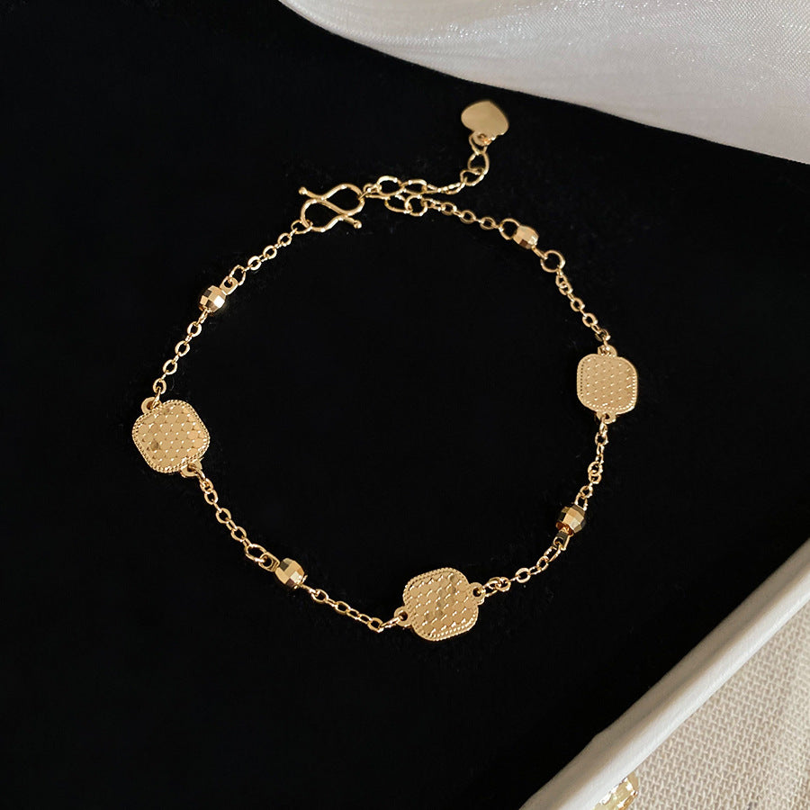 A廠【HB4809】歐美跨境亮面方形素銀手鍊時尚簡約百搭氣質手環小眾設計感手飾女
 25.10-5