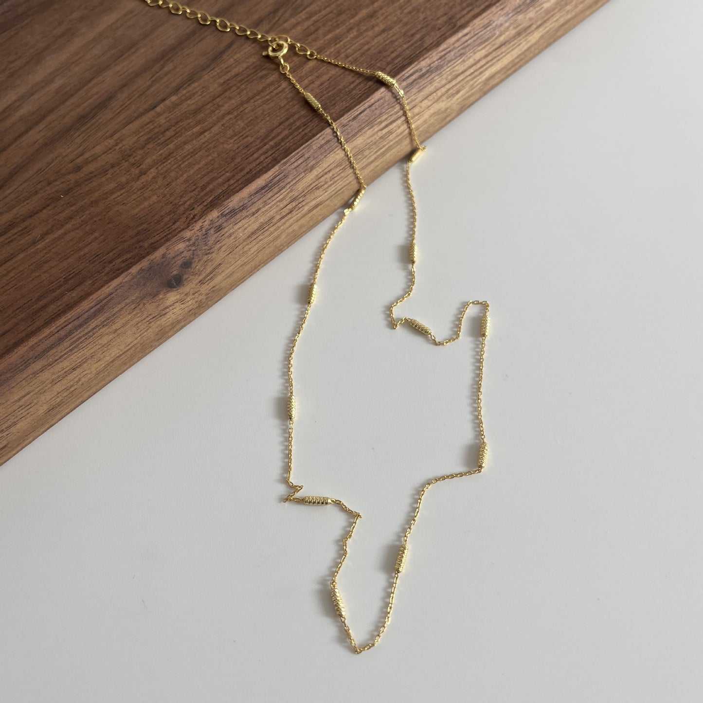 F廠【DQ2131N】S925純銀車花珠間珠十字鏈素鏈時尚簡約撞擊色疊戴鎖骨鍊女 25.02-3