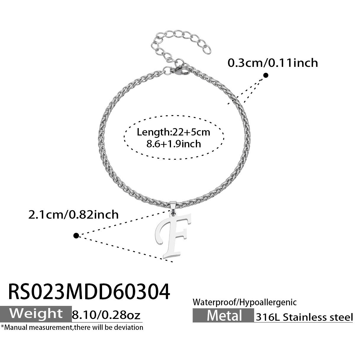 B廠【RS023】ins小眾時尚設計新款26字吊墜腳鍊不銹鋼材質歐美個性簡約腳飾
 26.03-2