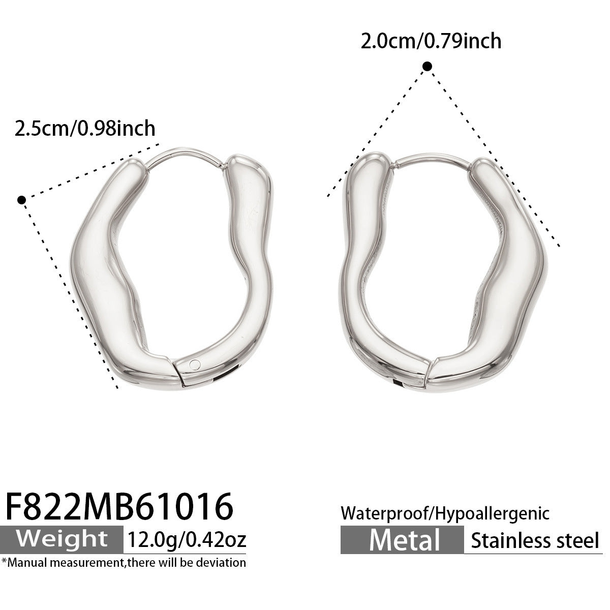 B廠【F822】ins風時尚不規則異形耳扣不鏽鋼小眾輕奢耳環
 26.10-4