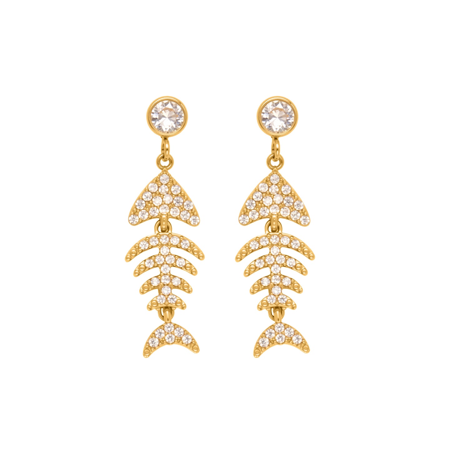 B廠【F1123】跨境新款魚骨造型滿鑽鋯石超閃耳環不鏽鋼鍍18k真金不掉色
 25.11-1