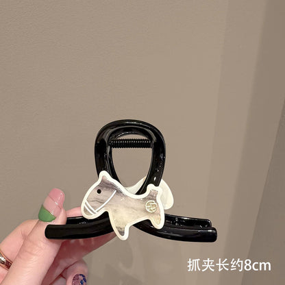 C廠【X347】韓版卡通小馬抓夾女高級感髮夾中號半扎後腦勺鯊魚夾盤髮飾髮量少
 26.06-1「C廠-單筆結帳需滿，NT$500出貨(不含運費)」
